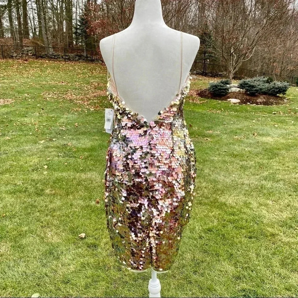 NWT Anthropologie Aidan Mattox Starla Sequin Midi Dress Gold Cocktail Formal 8 - Picture 9 of 13